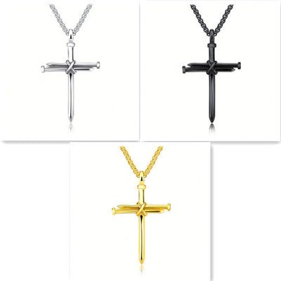SteelGold Cross | Men's Iron Nail Pendant Necklace | by Gamer Fresh
