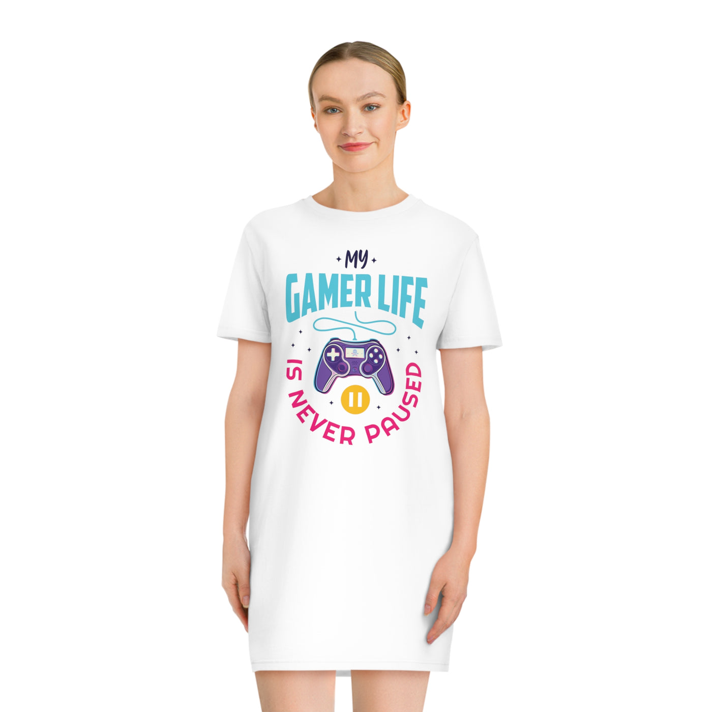 Gamer Fresh | My Gamer Life Is Never Paused | Spinner T-Shirt Dress