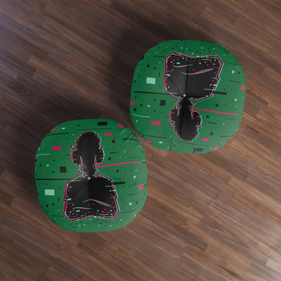 Gamer Fresh | Player 2 Dimension Intergalactic | Tufted Round Floor Pillow | Earth Green