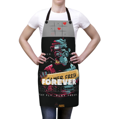 Gamer Fresh | Forever Fresh | Gamer Loves Grub Cooking Apron | Chop Chop Knife Grey