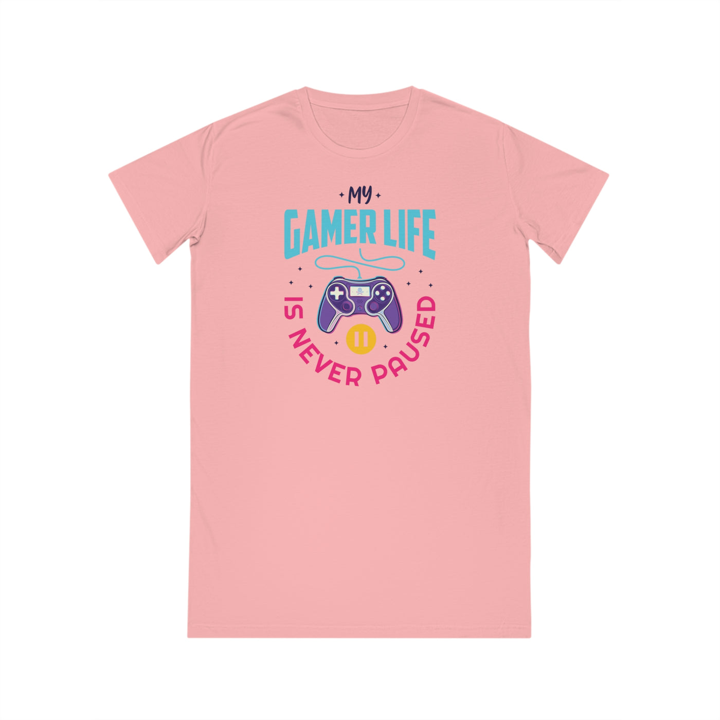 Gamer Fresh | My Gamer Life Is Never Paused | Spinner T-Shirt Dress