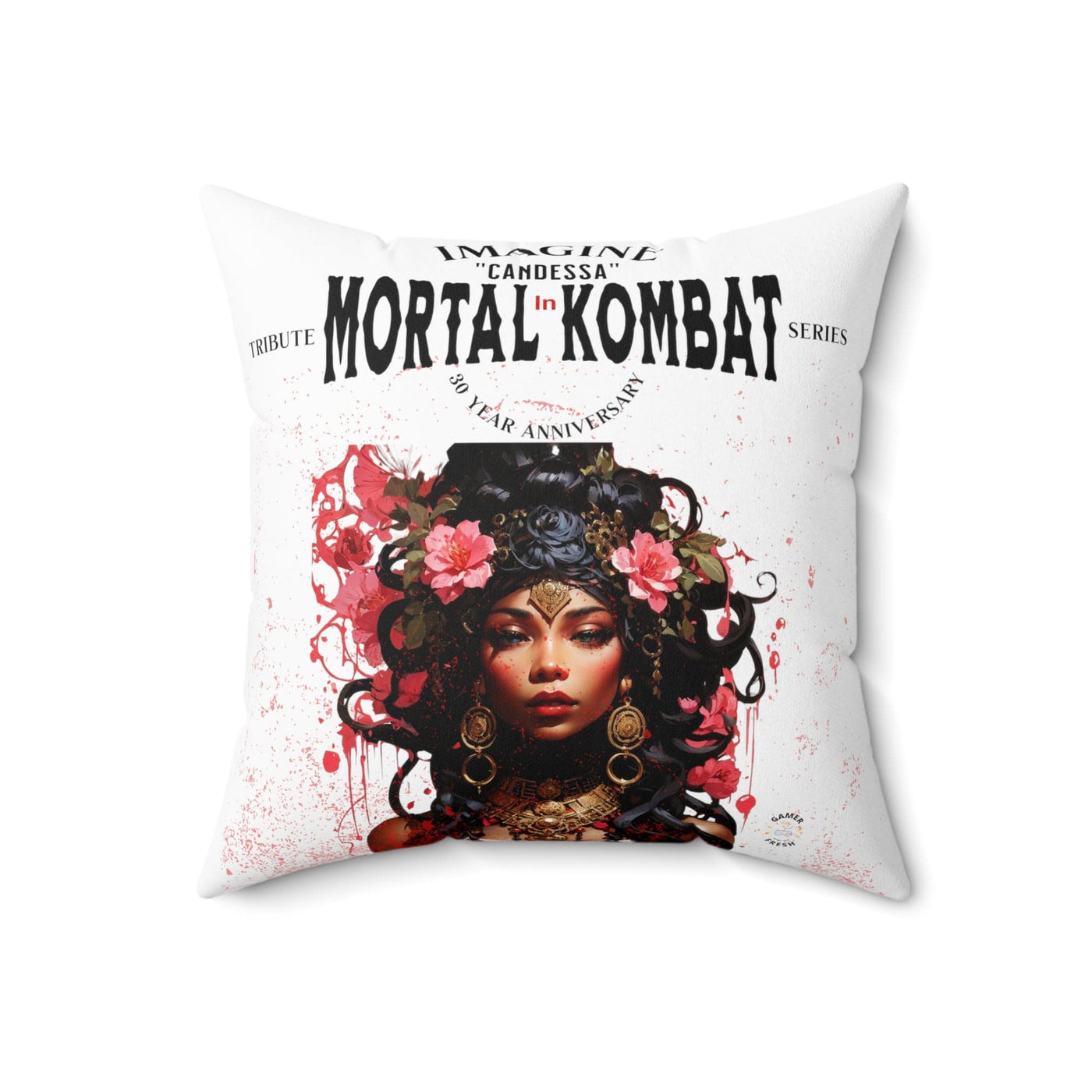 Gamer Fresh | Candessa Mortal Kombat 30th Anniversary Tribute Series | Imagine If Collection | White Square Pillow