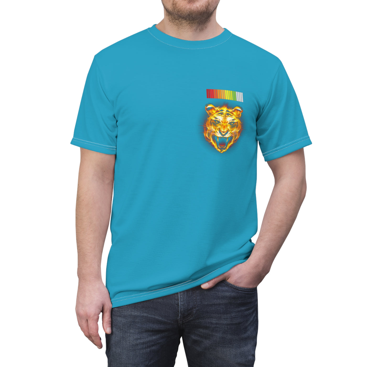 The All Premium Celestial Tiger x Energy Life Bar Aqua Blue Unisex Cut & Sew T-Shirt
