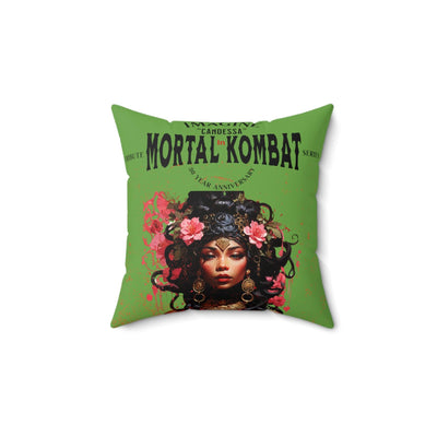 Gamer Fresh | Candessa Mortal Kombat 30th Anniversary Tribute Series | Imagine If Collection | Forest Green Square Pillow