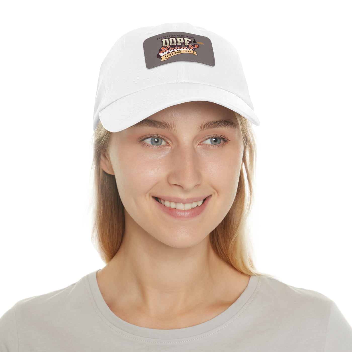 Gamer Fresh | Dope Squad | Leather Patch Dad Hat | White