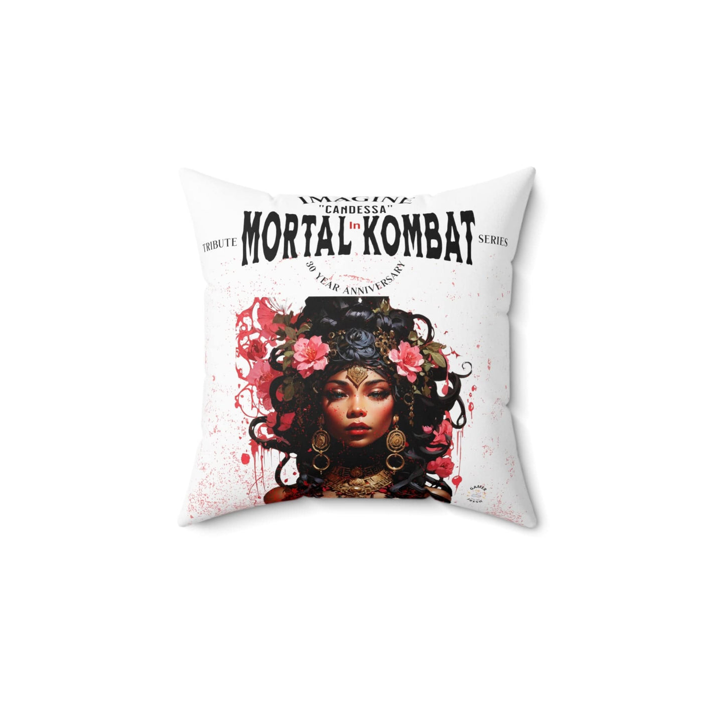 Gamer Fresh | Candessa Mortal Kombat 30th Anniversary Tribute Series | Imagine If Collection | White Square Pillow