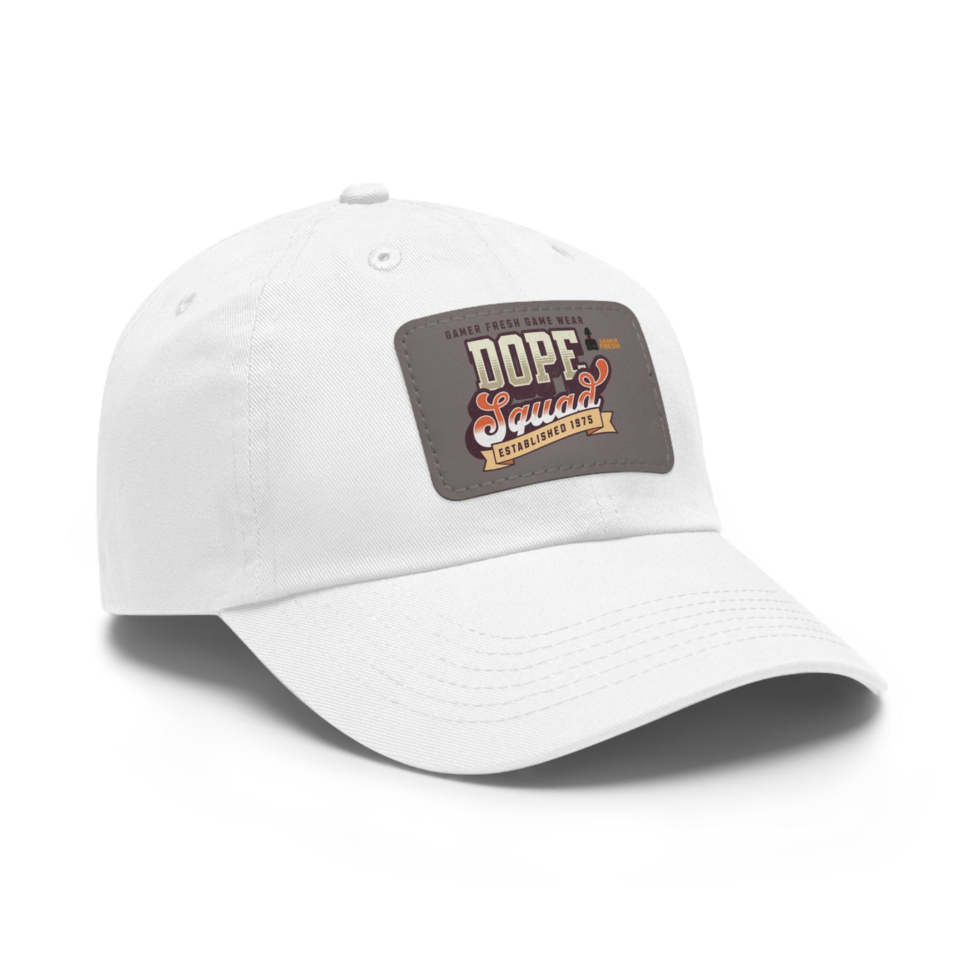 Gamer Fresh | Dope Squad | Leather Patch Dad Hat | White