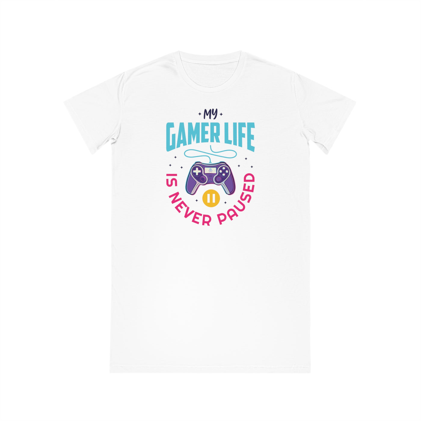 Gamer Fresh | My Gamer Life Is Never Paused | Spinner T-Shirt Dress