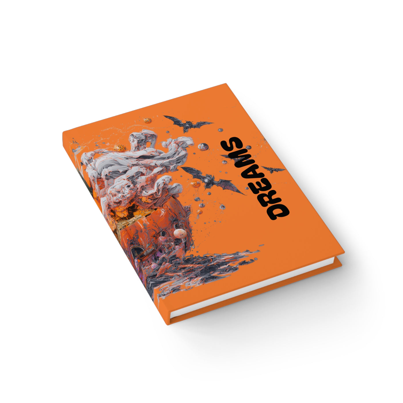 ORANGE Pumpkin Dreams Journal, Scary Fall Note Book, Halloween Gift, Autumn Writing Pad, Est. 2021, Bat and Pumpkin Theme