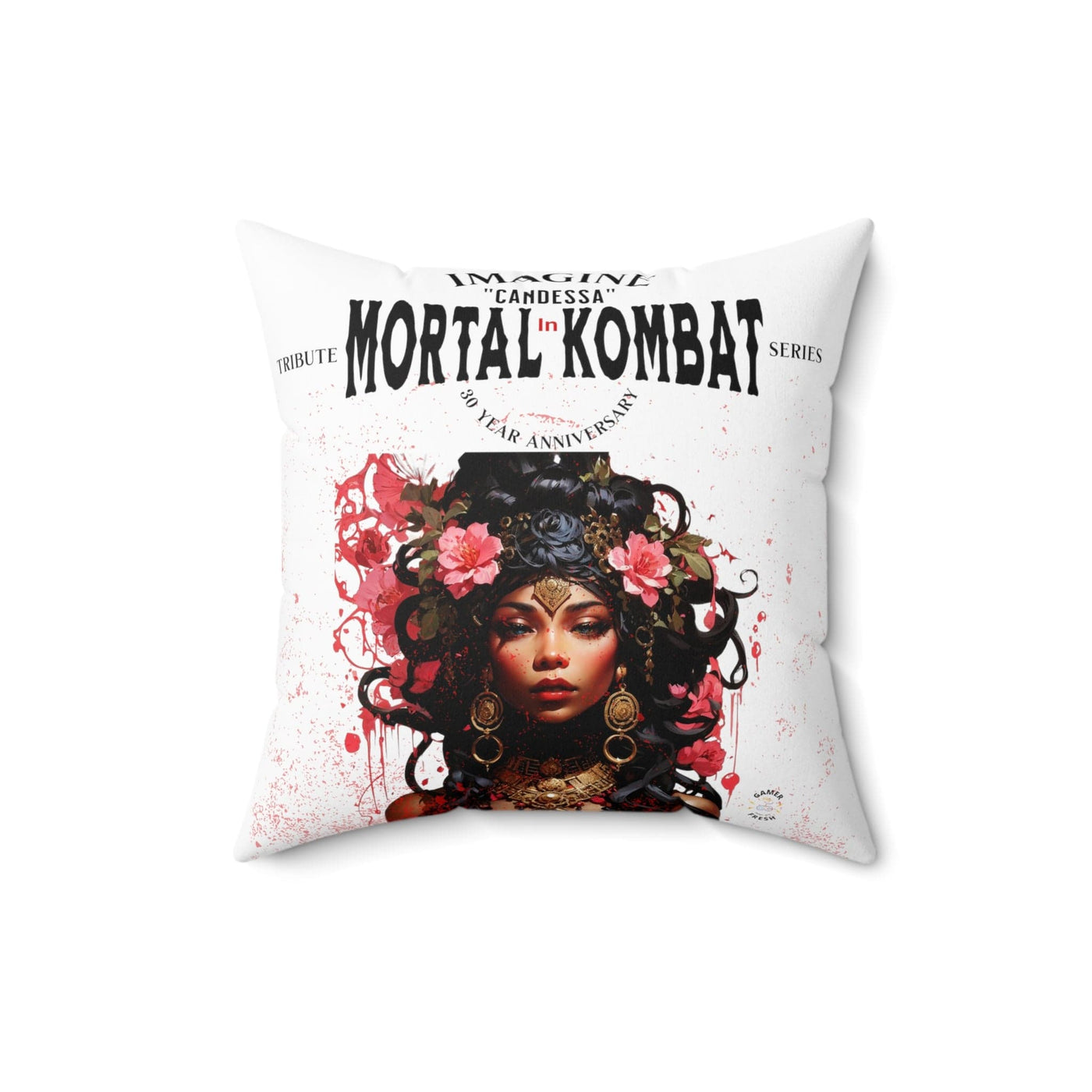 Gamer Fresh | Candessa Mortal Kombat 30th Anniversary Tribute Series | Imagine If Collection | White Square Pillow