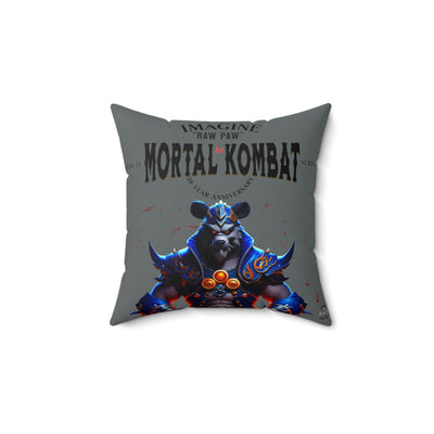 Gamer Fresh Imagine If Collection | Raw Paw | Mortal Kombat 30-Year Anniversary Tribute | Dark Grey Square Pillow