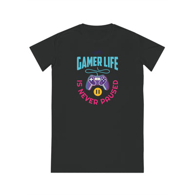 Gamer Fresh | My Gamer Life Is Never Paused | Spinner T-Shirt Dress