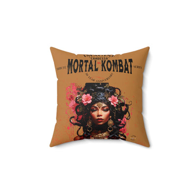 Gamer Fresh | Candessa Mortal Kombat 30th Anniversary Tribute Series | Imagine If Collection | Tan Brown Square Pillow