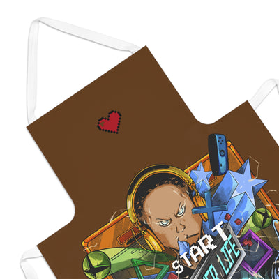 Gamer Fresh | Player One Gamer Life | Big Chef Brown Apron | Limited Edition