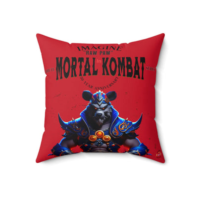 Gamer Fresh Imagine If Collection | Raw Paw | Mortal Kombat 30-Year Anniversary Tribute | Dark Red Square Pillow