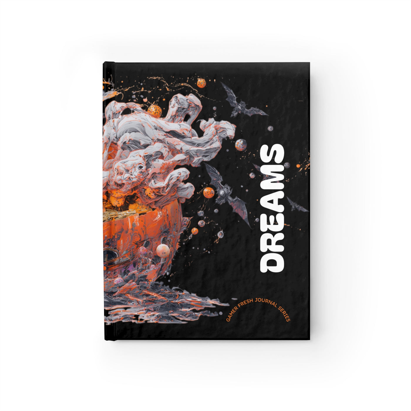 BLACK Pumpkin Dreams Journal, Scary Fall Note Book, Halloween Gift, Autumn Writing Pad, Est. 2021, Bat and Pumpkin Theme