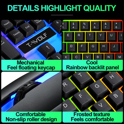 Gamer Fresh | T-Wolf Gaming Keyboard | High-Performance RGB Backlit Keyboard