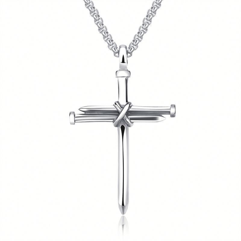 SteelGold Cross | Men's Iron Nail Pendant Necklace | by Gamer Fresh