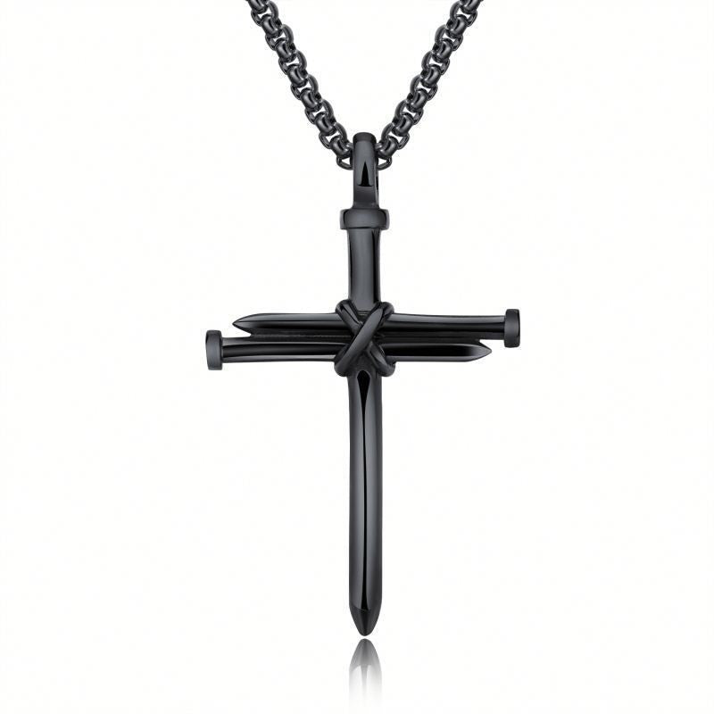 SteelGold Cross | Men's Iron Nail Pendant Necklace | by Gamer Fresh