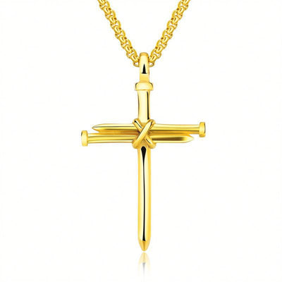 SteelGold Cross | Men's Iron Nail Pendant Necklace | by Gamer Fresh
