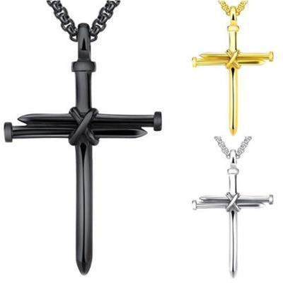 SteelGold Cross | Men's Iron Nail Pendant Necklace | by Gamer Fresh