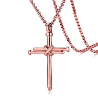 SteelGold Cross | Men's Iron Nail Pendant Necklace | by Gamer Fresh