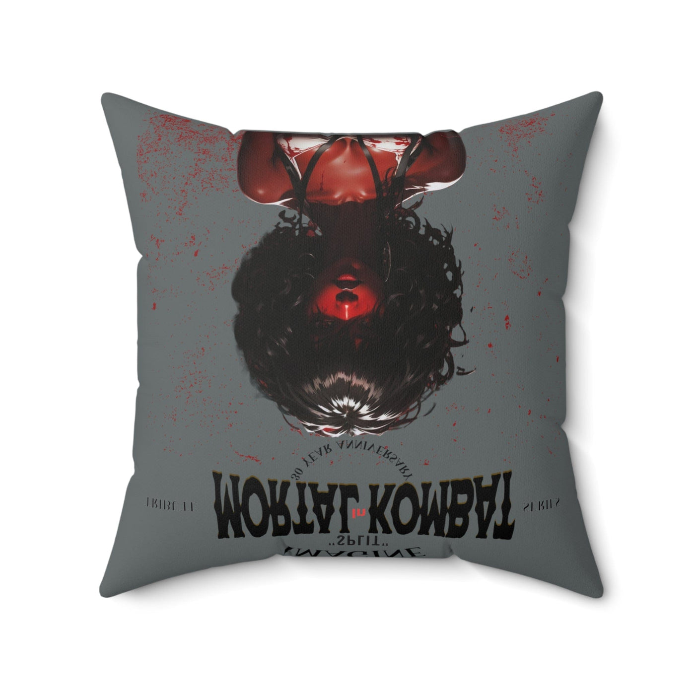 Gamer Fresh Imagine If Collection | Split | Mortal Kombat 30-Year Anniversary Tribute | Dark Grey Square Pillow