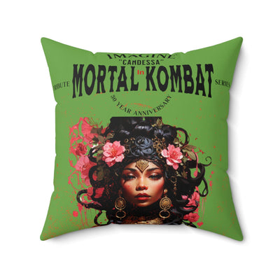 Gamer Fresh | Candessa Mortal Kombat 30th Anniversary Tribute Series | Imagine If Collection | Forest Green Square Pillow