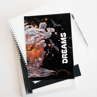 BLACK Pumpkin Dreams Journal, Scary Fall Note Book, Halloween Gift, Autumn Writing Pad, Est. 2021, Bat and Pumpkin Theme