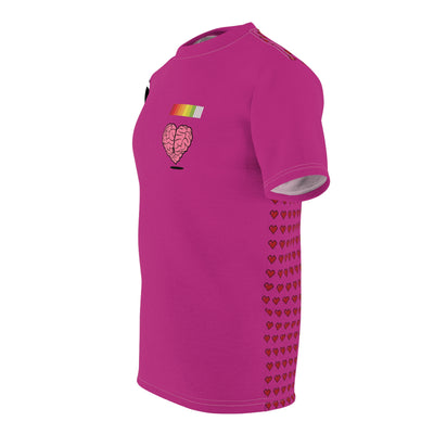 Gamer Fresh | The All Magenta Premium Heart | Gamer Life Energy Bar | Unisex Cut & Sew T -Shirt