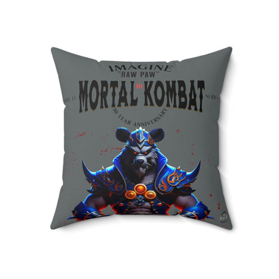 Gamer Fresh Imagine If Collection | Raw Paw | Mortal Kombat 30-Year Anniversary Tribute | Dark Grey Square Pillow