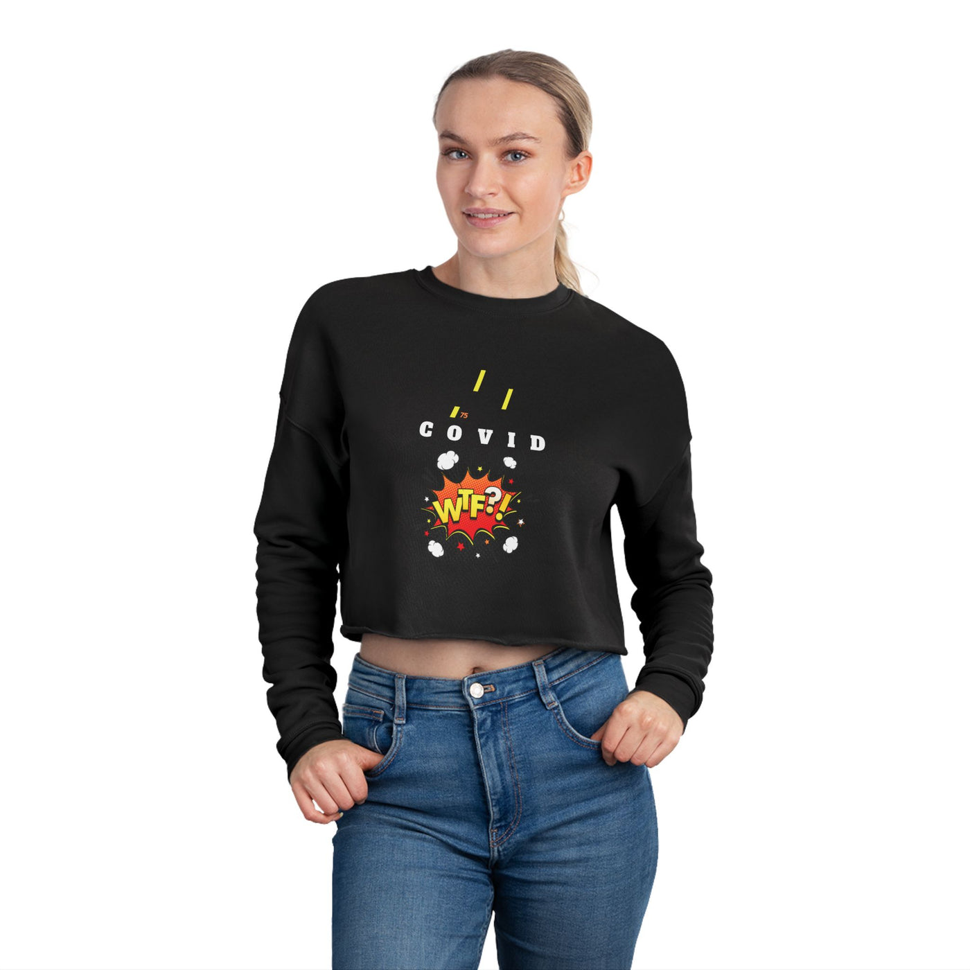 Gamer Fresh Vision | WTF Covid 19? | Women's Cropped Black Sweatshirt