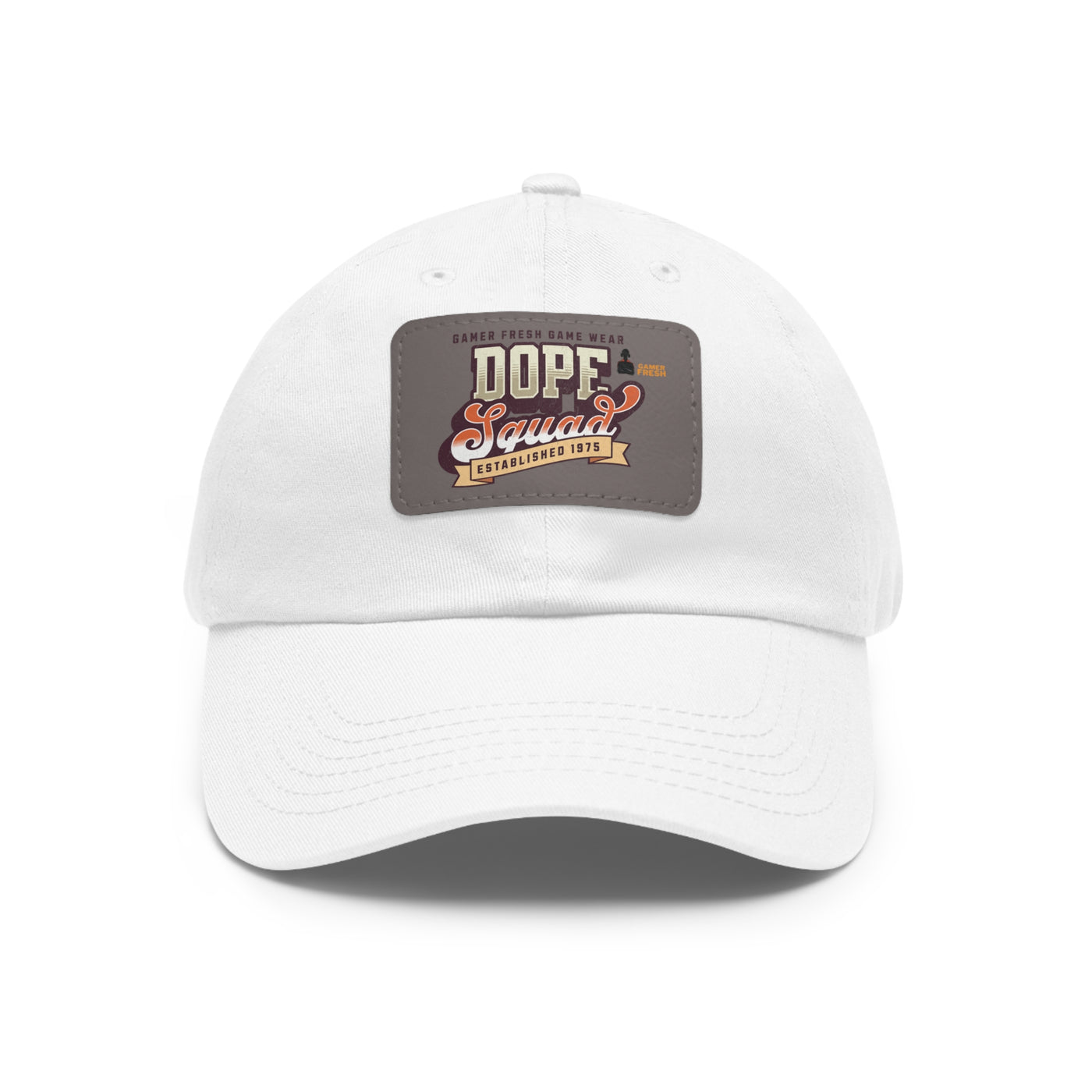 Gamer Fresh | Dope Squad | Leather Patch Dad Hat | White