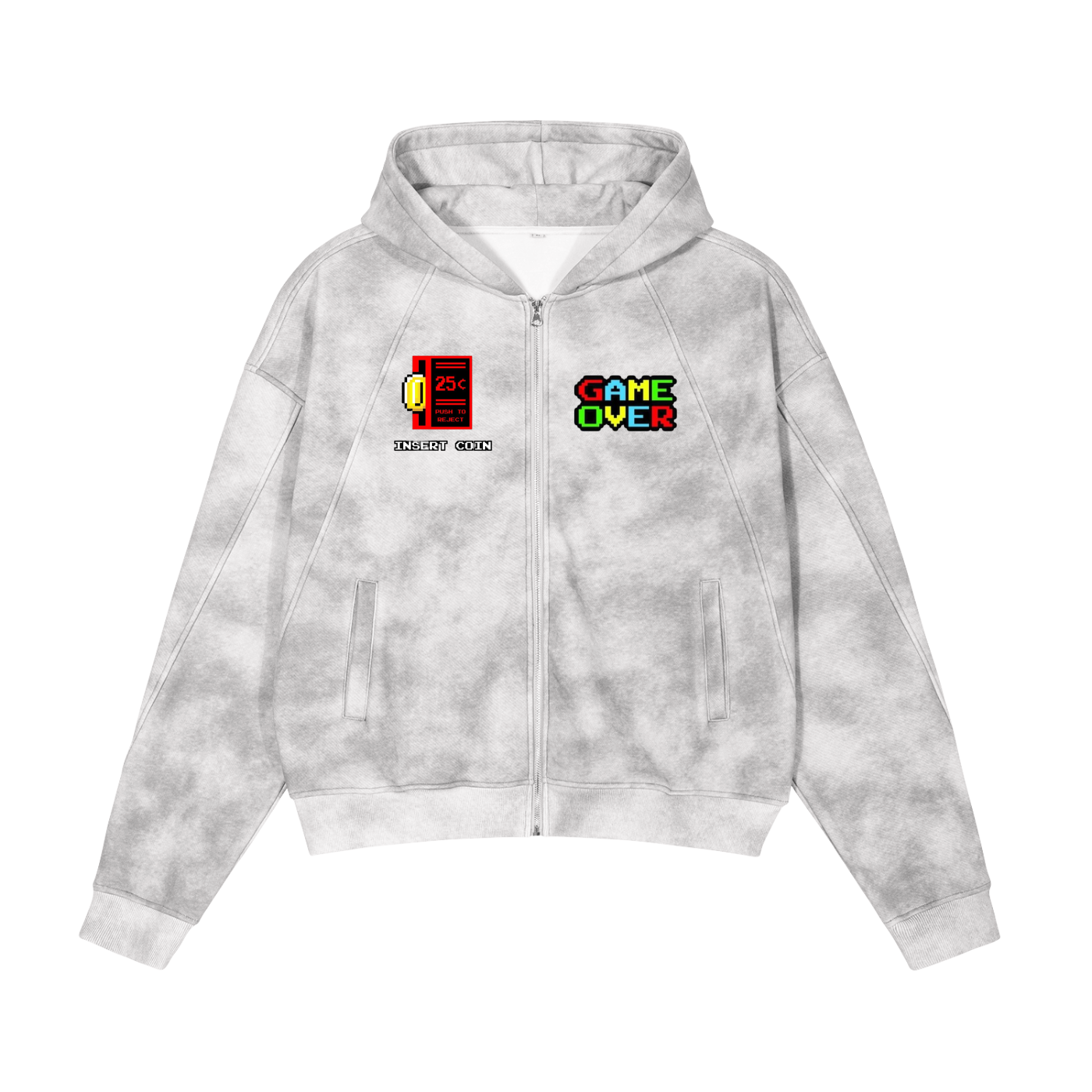 Dirty Washed Zip-Up Fleece Hoodie