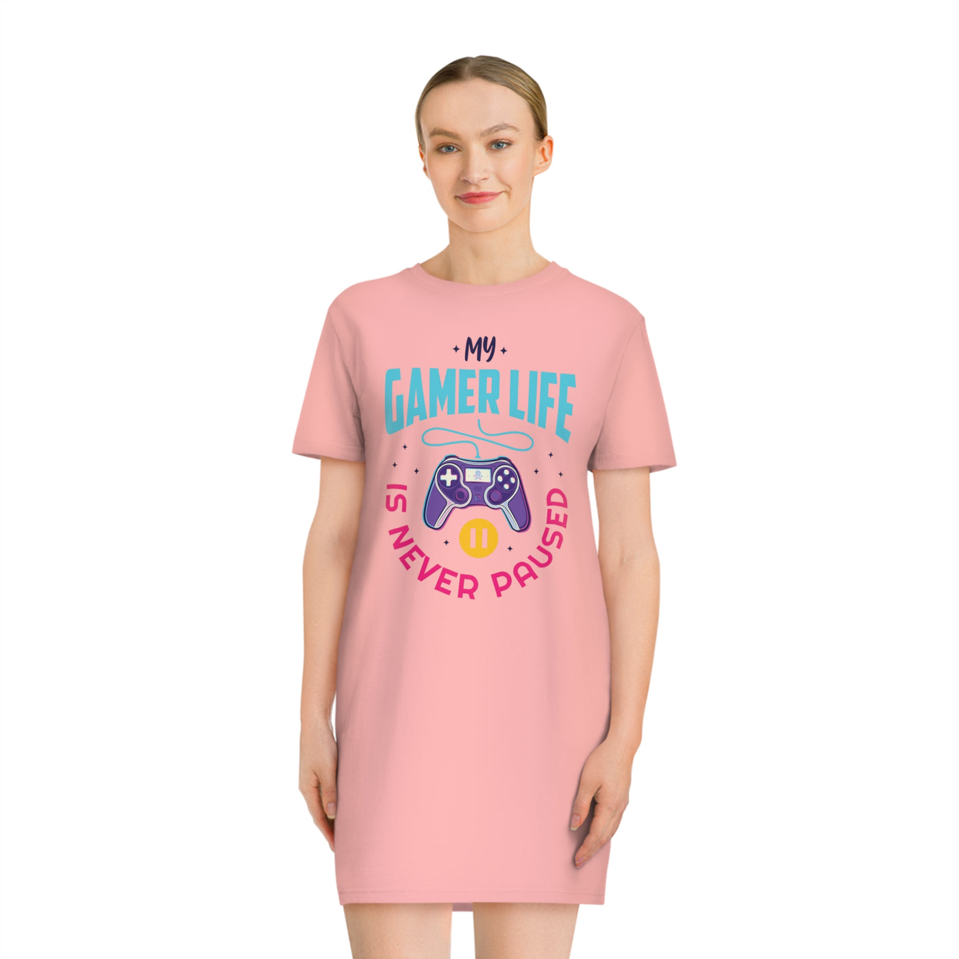 Gamer Fresh | My Gamer Life Is Never Paused | Spinner T-Shirt Dress