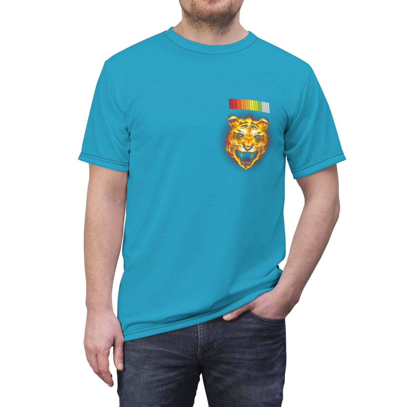 The All Premium Celestial Tiger x Energy Life Bar Aqua Blue Unisex Cut & Sew T-Shirt