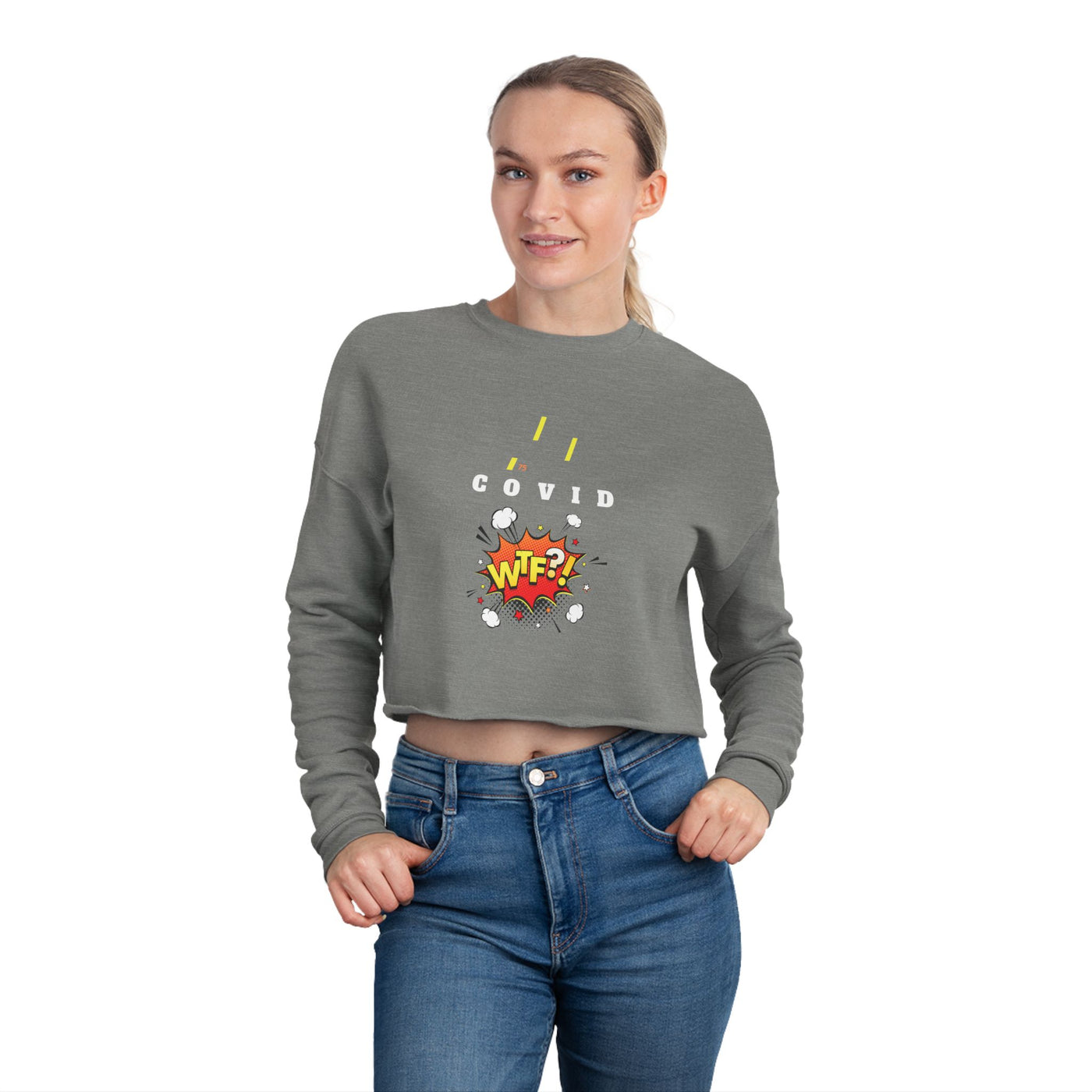 Gamer Fresh Vision | WTF Covid 19? | Women's Cropped Black Sweatshirt