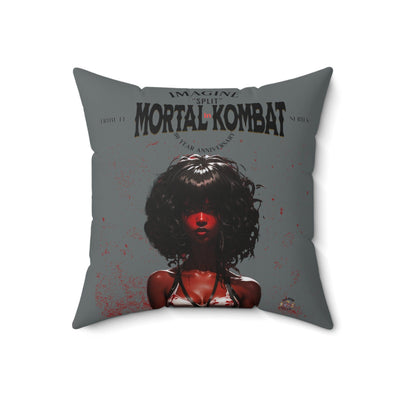 Gamer Fresh Imagine If Collection | Split | Mortal Kombat 30-Year Anniversary Tribute | Dark Grey Square Pillow