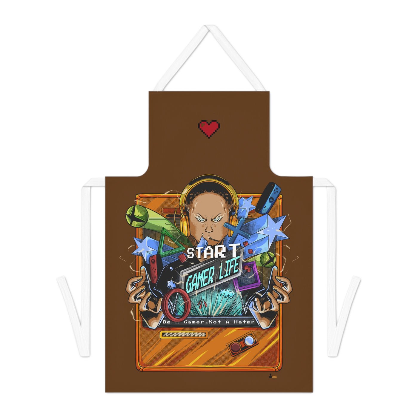 Gamer Fresh | Player One Gamer Life | Big Chef Brown Apron | Limited Edition