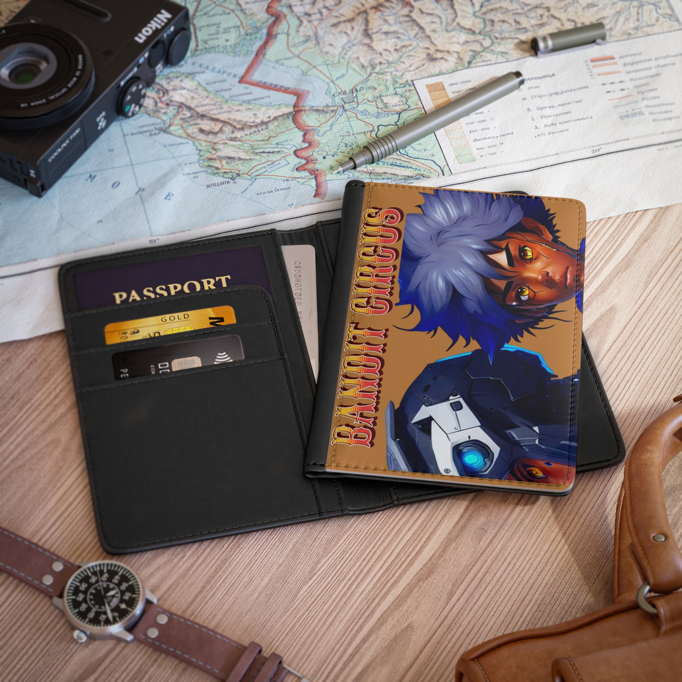 Gamer Fresh™ Travel Ops | Caramel Personalized Passport Cover (RFID Blocking) — PU Faux Leather