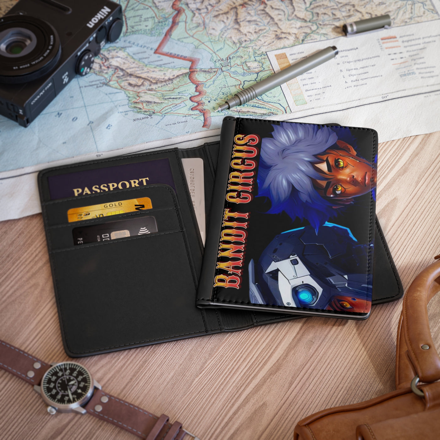 Gamer Fresh™ Travel Ops | Black Personalized Passport Cover (RFID Blocking) — PU Faux Leather