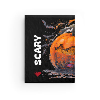 BLACK Pumpkin Dreams Journal, Scary Fall Note Book, Halloween Gift, Autumn Writing Pad, Est. 2021, Bat and Pumpkin Theme