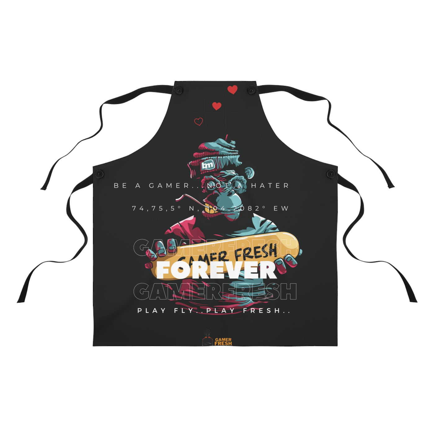 Gamer Fresh Exclusive Limited Edition | Forever Fresh | Gamer Loves Grub Cooking Apron | All Heart Black