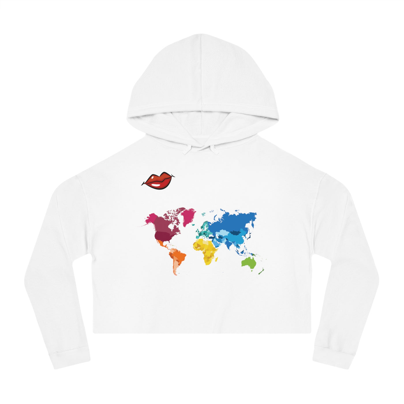 Gamer Fresh Exclusive | Kiss The World | Women's Cropped Hoodie | White Sweatshirt