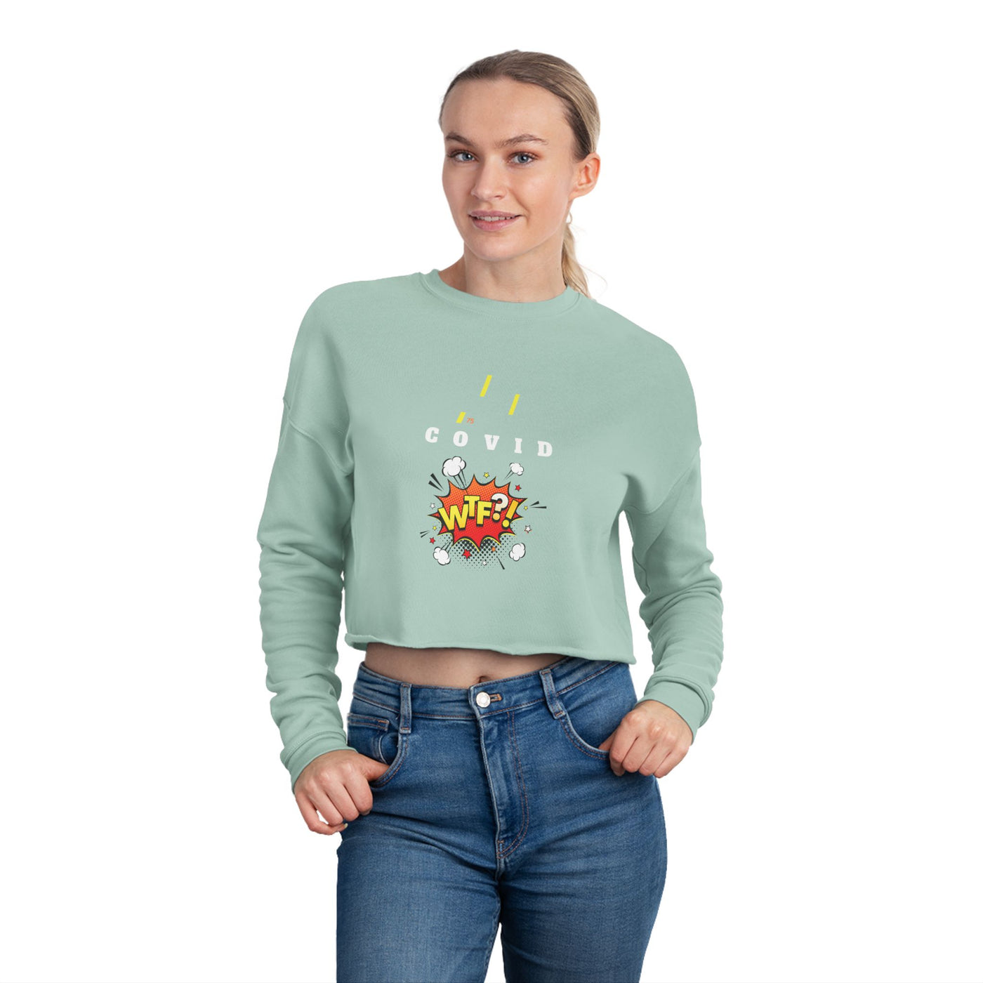 Gamer Fresh Vision | WTF Covid 19? | Women's Cropped Black Sweatshirt