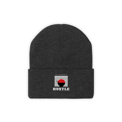 The All He Knows Is Hustle Knitted Black Beanie Hat