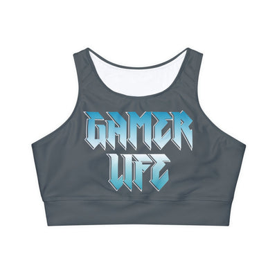 Gamer Fresh Limited Edition Gamer Life Fully Lined Padded Ladies Sports Bra | Dark Grey