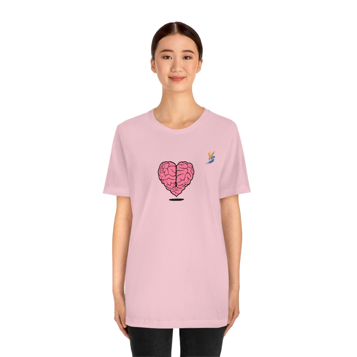 Heart vs Brain On The Back White Jersey Short Sleeve T-shirt
