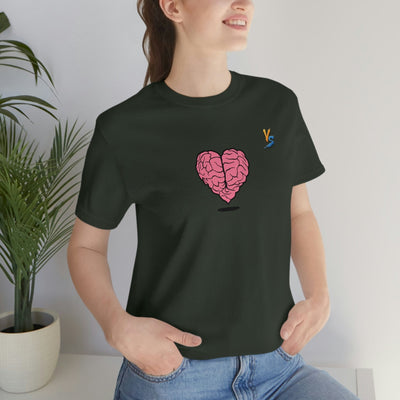 Heart vs Brain On The Back White Jersey Short Sleeve T-shirt