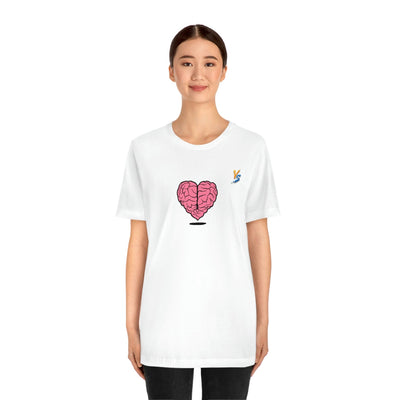 Heart vs Brain On The Back White Jersey Short Sleeve T-shirt